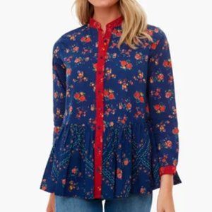 Ro's Garden Tatiana Blue Chandori Blouse